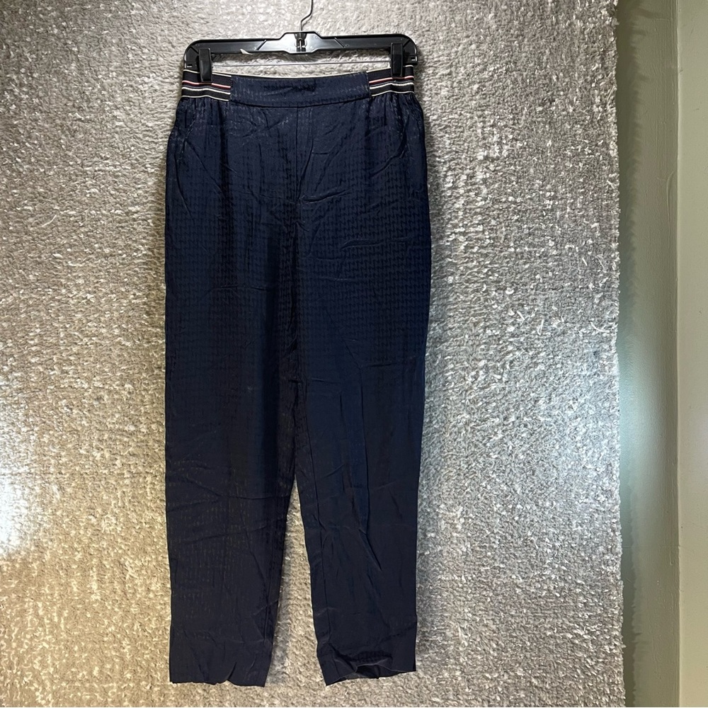 Anthropologie The Essential Pull On Trouser Copped Navy Pants Size XS High Rise